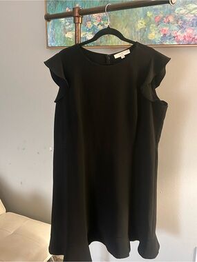 LOFT Black Ruffle Sleeve Mini Dress